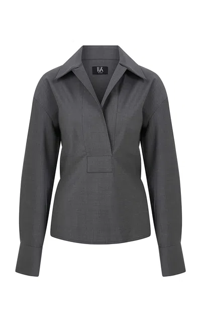 Ila Liane Wool Blend Shirt In Grey