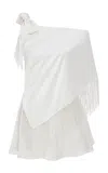 Ila Libby Fringed Satin Mini Dress In White