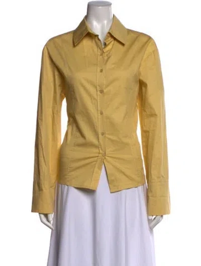 Pre-owned Ila Long Sleeve Button-up Top In Yellow