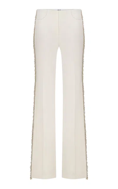 Ila Macris Low-rise Embellished Crepe Straight-leg Pants In White