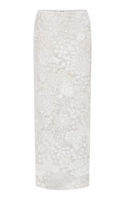 Ila Magdalena Embellished Tulle Maxi Skirt In White