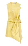 Ila Mary Bow-detailed Silk Taffeta Mini Dress In Yellow