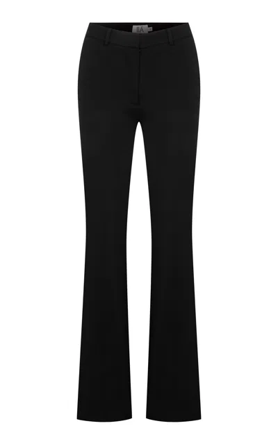 Ila Mecy Low-rise Crepe Flared Pants In Black