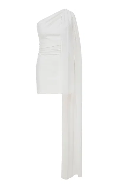Ila Mery Chiffon-trimmed Satin Mini Dress In White