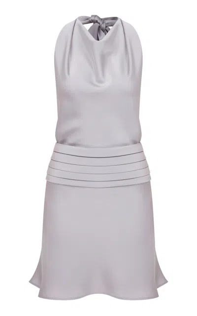 Ila Monica Open Back Satin Mini Dress In Silver