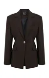 Ila Mono Wool Blend Blazer In Brown