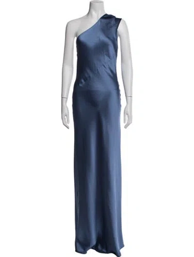 Pre-owned Ila One-shoulder Long Dress In Blue