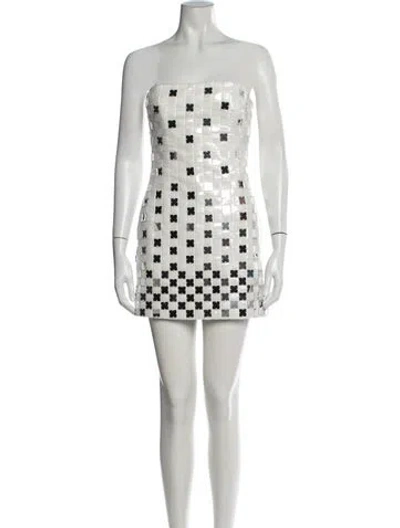 Pre-owned Ila Patterned Mini Dress In White