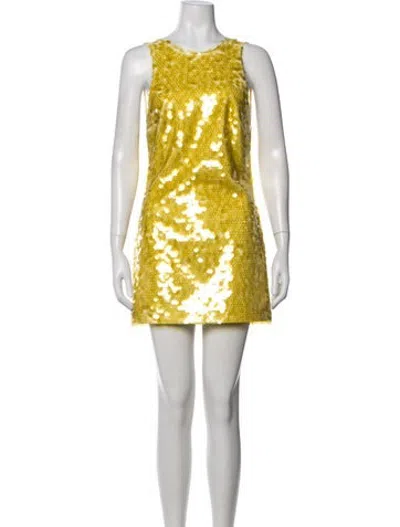 Pre-owned Ila Patterned Mini Dress In Yellow