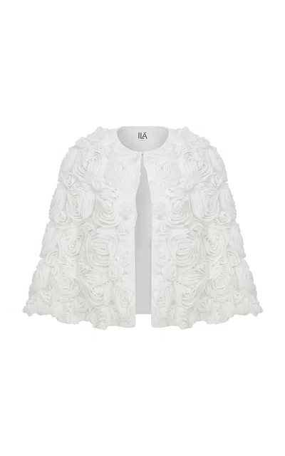 Ila Peony Rosette-detailed Crepe Cape In White