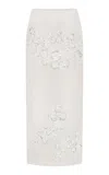 Ila Pixie Embellished Silk Organza Midi Skirt In White