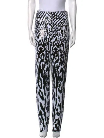 Pre-owned Ila Printed Straight Leg Pants In Black