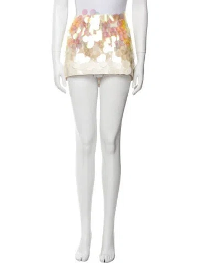 Pre-owned Ila Sequin Embellishments Mini Skirt In White