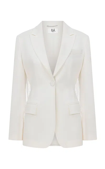 Ila Shania Fringed Suiting Blazer In White