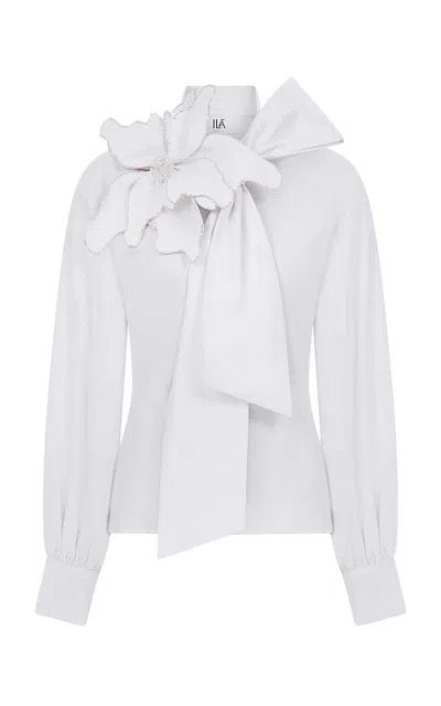 Ila Taylor Embroidered Cotton Poplin Shirt In White