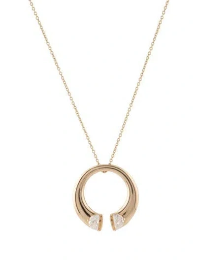 Pre-owned Ilaara 14k Diamond Open-circle Pendant Necklace, 18" In Multi