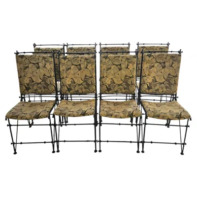 Pre-owned Ilana Goor Set Of Eight  Forged Iron Dining Chairs Mexico, Circa 1980s In Brown