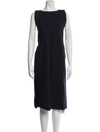 Pre-owned Ilana Kohn Bateau Neckline Knee-length Dress In Blue