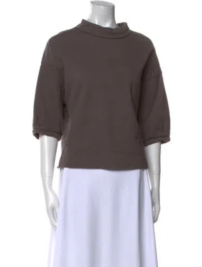Pre-owned Ilana Kohn Cowl Neck Three-quarter Sleeve Sweatshirt In Brown