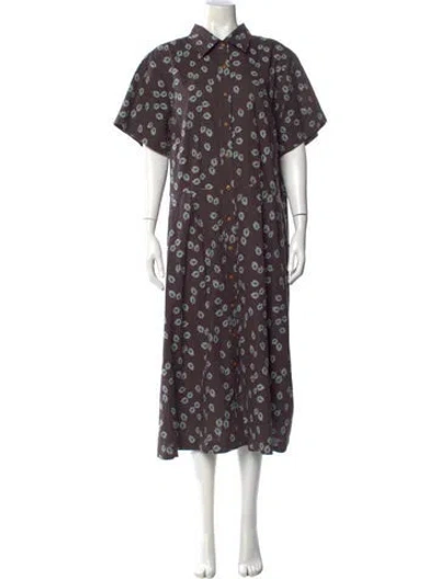 Pre-owned Ilana Kohn Floral Print Long Dress In Purple