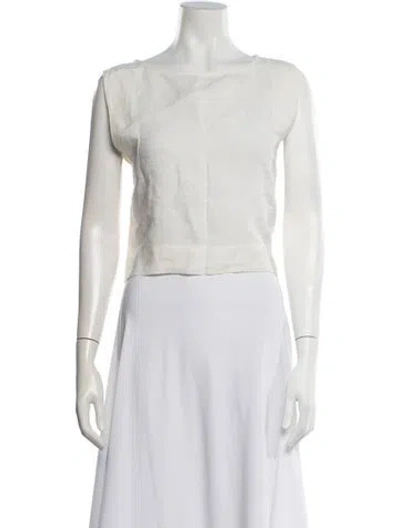 Pre-owned Ilana Kohn Linen Crew Neck Top In Neutral