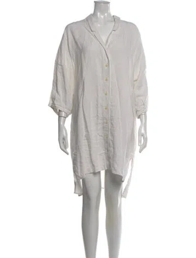 Pre-owned Ilana Kohn Linen Knee-length Dress In Gray
