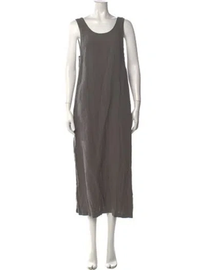 Pre-owned Ilana Kohn Linen Long Dress In Gray