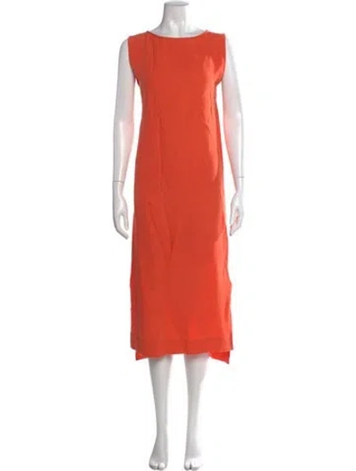 Pre-owned Ilana Kohn Linen Long Dress In Orange