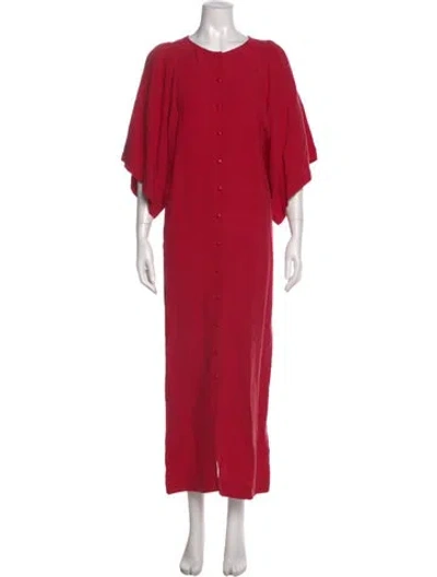 Pre-owned Ilana Kohn Linen Long Dress In Red