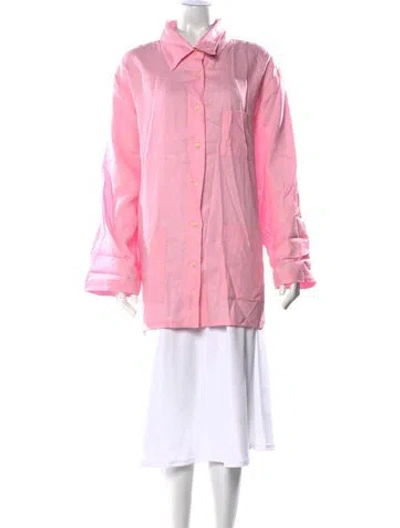 Pre-owned Ilana Kohn Linen Long Sleeve Tunic In Pink