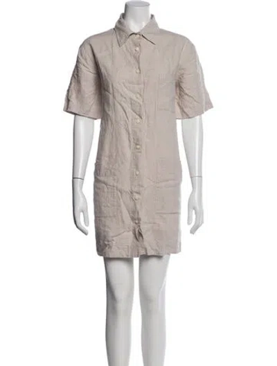Pre-owned Ilana Kohn Linen Mini Dress In Neutral