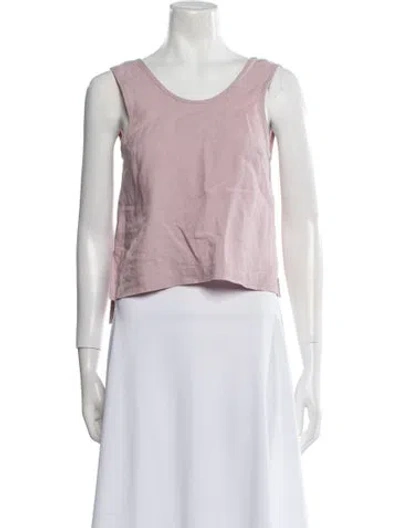 Pre-owned Ilana Kohn Linen Scoop Neck Crop Top In Purple