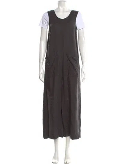 Pre-owned Ilana Kohn Linen Scoop Neck Jumpsuit In Gray