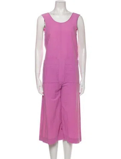 Pre-owned Ilana Kohn Linen Scoop Neck Jumpsuit In Purple