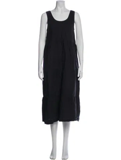 Pre-owned Ilana Kohn Scoop Neck Midi Length Dress In Gray