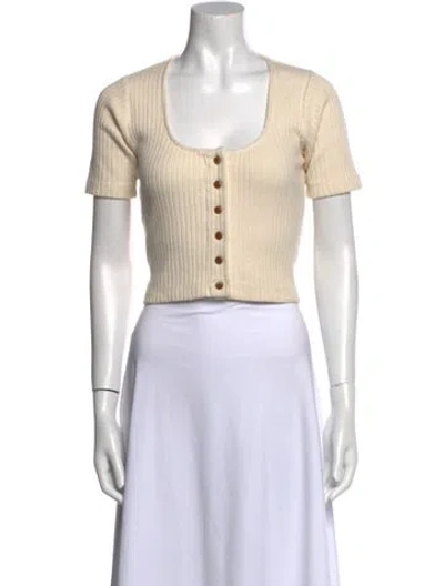 Pre-owned Ilana Kohn Scoop Neck Short Sleeve Crop Top In Neutral