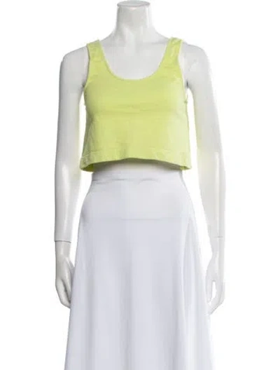 Pre-owned Ilana Kohn Scoop Neck Sleeveless Crop Top In Green
