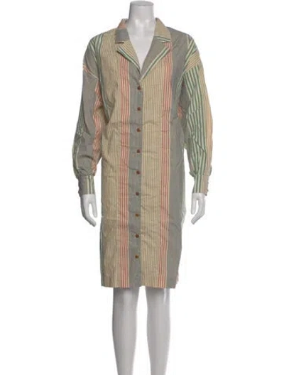 Pre-owned Ilana Kohn Striped Knee-length Dress In Neutral