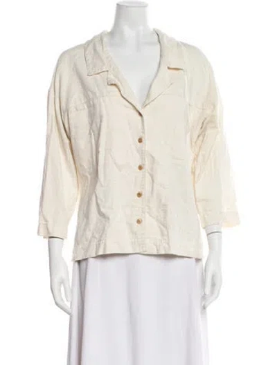 Pre-owned Ilana Kohn Three-quarter Sleeve Button-up Top In Neutral