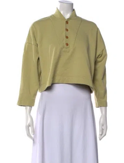 Pre-owned Ilana Kohn Three-quarter Sleeve Crop Top In Green