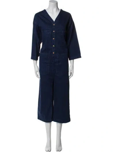 Pre-owned Ilana Kohn V-neck Jumpsuit In Blue