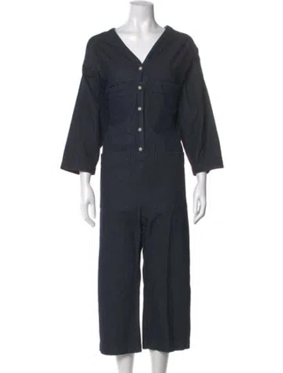 Pre-owned Ilana Kohn V-neck Jumpsuit In Blue