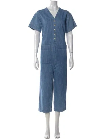 Pre-owned Ilana Kohn V-neck Jumpsuit In Blue