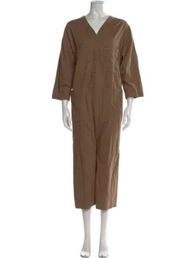 Pre-owned Ilana Kohn V-neck Jumpsuit In Brown