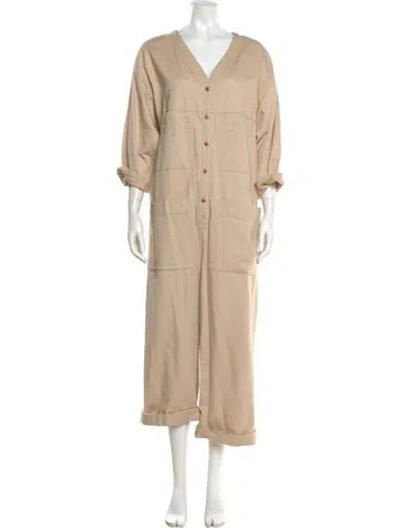 Pre-owned Ilana Kohn V-neck Jumpsuit In Neutral