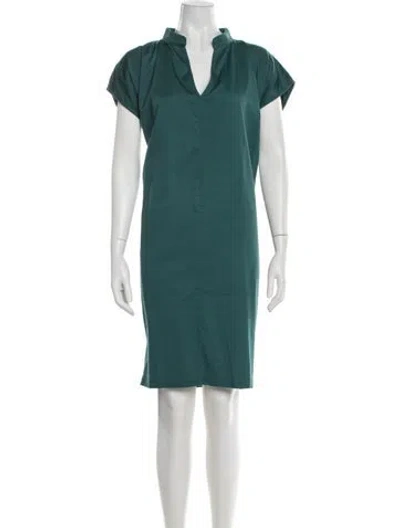 Pre-owned Ilana Kohn V-neck Knee-length Dress In Green