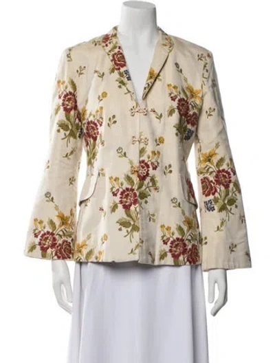 Pre-owned Ilana Wolf Floral Print Blazer In Neutral