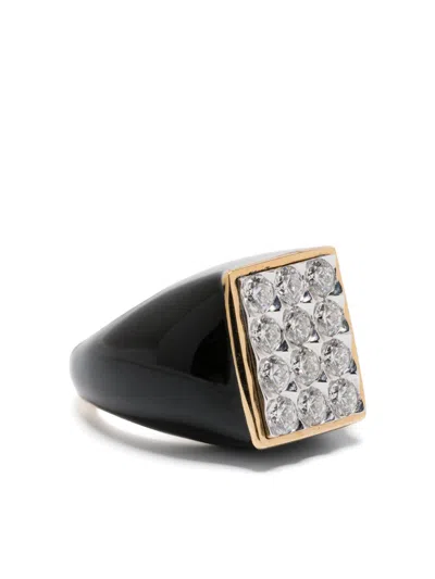 Ilaria Icardi 18k Yellow Gold Tuxedo Diamond Ring In Black