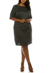 Ile Clothing Knee Length Animal Print Dress In Grey Black