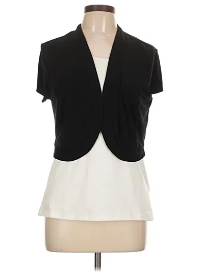 Pre-owned Ile New York Short Sleeve Top Black Plunge Neckline Tops